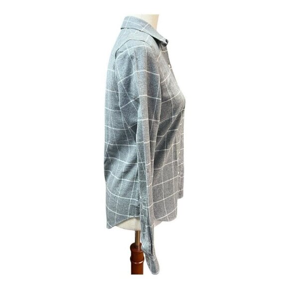 UNTUCKit Windowpane Plaid Flannel Shirt~Size 2~Gray White Soft Cotton Top L14 39 - Picture 4 of 9